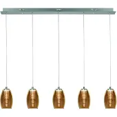 Highlight Suspension Nebula Nickel droit 5 lumières ambré