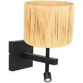 Steinhauer Applique murale Stang noir avec abat-jour paille