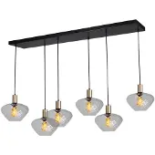 Masterlight Lampe suspendue 6 lumières - dorée - Porto avec verres transparents Blossom