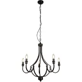 Searchlight Lampe suspendue classique Lodge 5 lumières noir