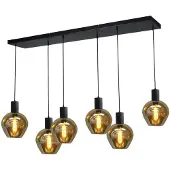 Masterlight Lampe suspendue noire pour salle à manger Bounty Verre rond à 6 lumières