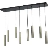 Masterlight Lampe suspendue pour table à manger Run Cylindres en acier inoxydable à 8 lumières