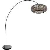 Steinhauer Lampe à arc solva avec abat-jour noir et rotin Ø 60cm
