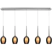 Highlight Suspension Belle Nickel droit 5 lumières fumé