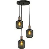 Masterlight Suspension loft 3 lumières - or - Porto avec verres verts Jagger