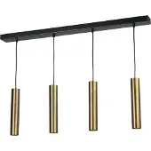 Masterlight Lampe suspendue noire pour salle à manger Run Cylindre 4 lumières doré