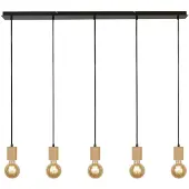 Searchlight Plafonnier en bois Spinny 5 lumières