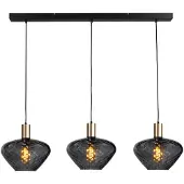 Masterlight Lampe suspendue 3 lumières - dorée - Porto avec verres transparents Blossom