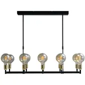 Masterlight Lampe suspendue noire pour salle à manger Tube Luminaires dorés à 10 lumières