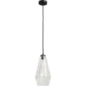 Masterlight Lampe suspendue noire Diamond 18 cm avec verre transparent