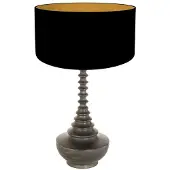 Steinhauer Lampe de table - noir - Bois - bois textile - Ø 40cm - E27 - 3974ZW - Anne Lighting