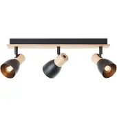 Brilliant Rampe de spots noirs DAINTREE | Longueur 48 cm | E14, max. 28 W | Têtes orientables | Métal/Bois