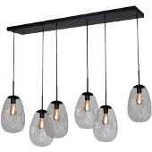 Masterlight Lampe suspendue Lava 6x verre transparent Ø 22,5 cm