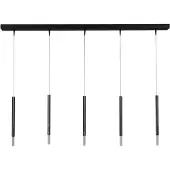 Masterlight Lampe suspendue de table à manger noire Flute Cylindres design à 5 lumières