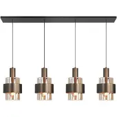 Highlight Suspension 4 lumières Marrone noir avec bronze cuivré