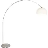 Steinhauer Lampe à arc Stresa Acier inoxydable avec abat-jour blanc
