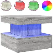 vidaXL Table basse avec lampes LED Gris Sonoma 50x50x40 cm