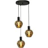 Masterlight Lampe suspendue Bounty Verre fumé à 3 lumières