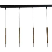 Masterlight Lampe suspendue de table à manger noire Flute Cylindre doré à 4 lumières
