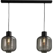 Masterlight Lampe de salle à manger Lett lll 28 2 lumières noir avec verre fumé