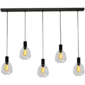 Masterlight Lampe suspendue 5 lumières - noire - Porto avec verres transparents Nicolette