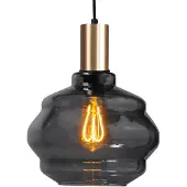 Masterlight Lampe suspendue dorée Porto avec verre fumé Boule - Ø 24cm