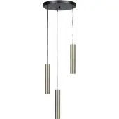 Masterlight Lampe suspendue Run Plaque ronde Ø35 - 3x GU10 - matelot nickel