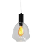 Masterlight Lampe suspendue noire Porto avec verre clair Nicolette - Ø 20cm