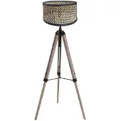 Mexlite - lampadaire - Triek - noir - bambou bois - Ø 75cm - E27 - 4098ZW
