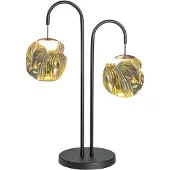 Highlight Lampe de table Melina Noir avec verre ambré 2 lumières