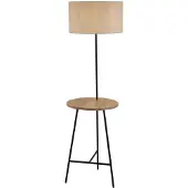 Searchlight Lampadaire contemporain Washington Steel Black Fabric Brown 1 Light E27