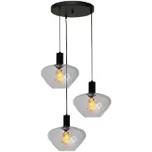 Masterlight Suspension loft 3 lumières - noire - Porto avec verres transparents Blossom