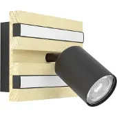 Stars of Light Lampe murale simple Gesteira noir avec bois