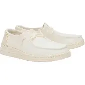 HeyDude Wendy Espadrille Slip On, Femme, Baskets, Blanc, Textile, Chaussure d'été - Chaussure femme Slipper / Trotteur, Blanc