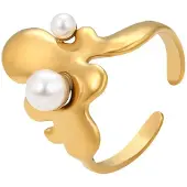 NAEMI Bague or / blanc perle