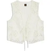 BOSS pour femme. 50556743 Gilet bordeaux avec fermeture nouée blanche (40), Casuel, Polyester, Sans manches / bretelles