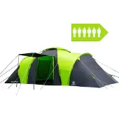 Peme Tente familiale Bojan 6 personnes, tente tunnel, imperméable (4 000 mm), grand auvent, hauteur sous plafond, moustiquaire, tente de camping, tente de festival, Vis-à-Vis, vert