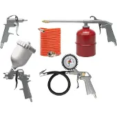 VOREL Kit d'accessoires pour compresseur comprenant un pistolet de soufflage, un pistolet de pulvérisation, un pistolet de lavage et un pistolet de pompage des pneus.