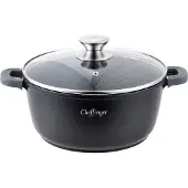 Northix CF-DC24 Marmite en fonte d'aluminium avec couvercle en verre pour induction Marmite à soupe Ø24cm