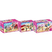 Playmobil 70206-07-08 : Ensemble de maison de poupée, comprenant une cuisine et une salle de bain