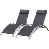 Happy Garden Lot de 2 transats GALAPAGOS en textilène gris - aluminium gris