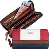 Tom Tailor Porte-monnaies 'Juna' bleu foncé / marron / rouge / blanc