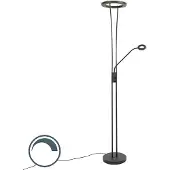 QAZQA Lampadaire moderne noir avec LED et bras de lecture - Divine