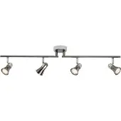 Brilliant LED Plafonnier Jupp | tube spot intemporel | 4-flammes | métal | chrome/noir | têtes pivotantes | 4x GU10 max. 7 W