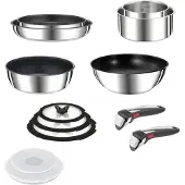 Tefal L9749432 Ingenio Préférence, Batterie De Cuisine 13pcs, Inox, Antiadhésif,