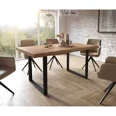 DELIFE Table à manger Edge 160x90 XL acacia nature patin noir Live-Edge