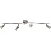 Brilliant Plafonnier LED, chrome, spots mobiles, L 84,5 cm