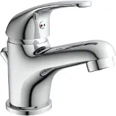 Schutte ATHOS Robinetterie de lavabo avec tirette, robinet de salle de bains avec garniture d'écoulement, chrome
