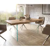 DELIFE Table à manger Edge 180x90 XL acacia nature verre Live-Edge