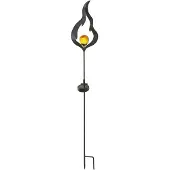 Star Trading Solar-LED-Stab Melilla Flamme/Boule de verre noir/brun